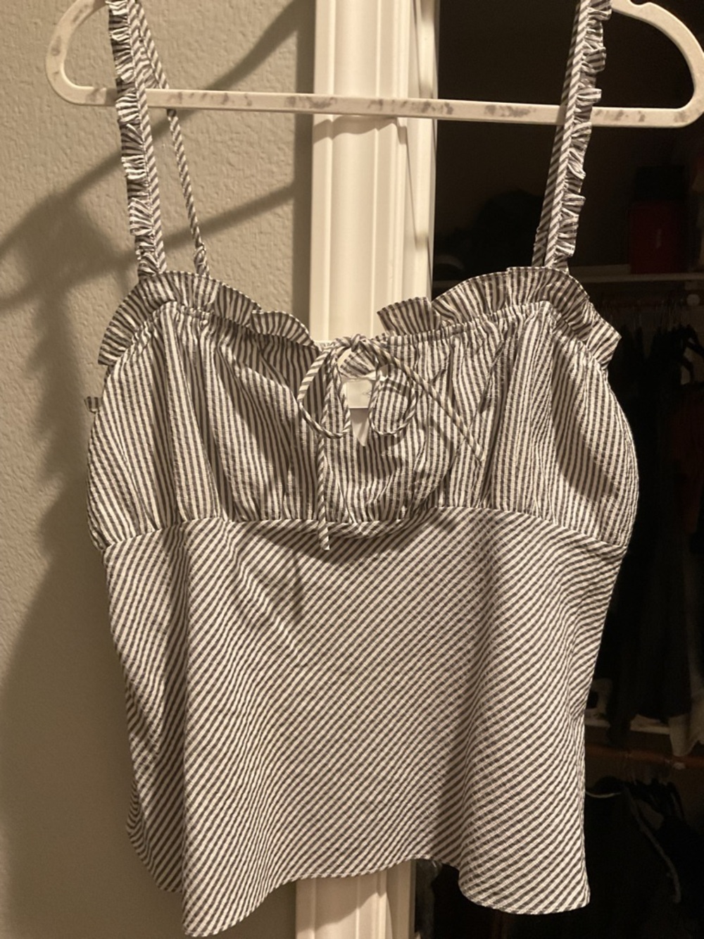 Wayf White and Black Striped Camisole Tank Top